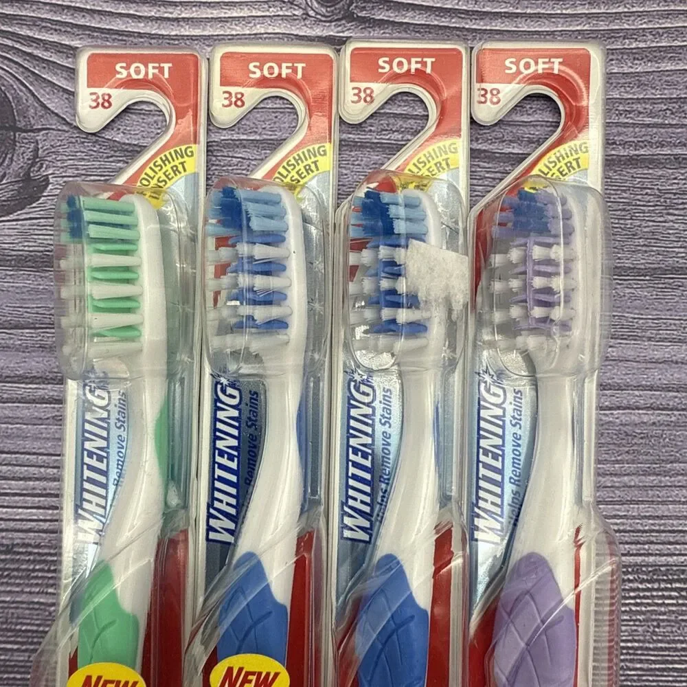 4 VTG Colgate Whitening Toothbrush Soft FULL Head (38) with Polishing Insert